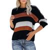 Женский повседневный свободный вязаный пуловер в полоску с длинными рукавами и цветными блоками