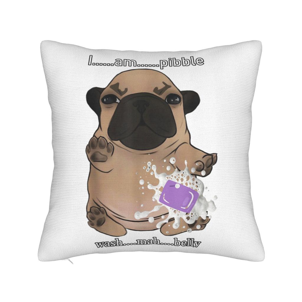 Printed I Am Pibble Wash My Belly Pibble Meme Pillowcase Polyester Cushion Cover Funny Dog Brainrot Throw Pillow Case Cover Home