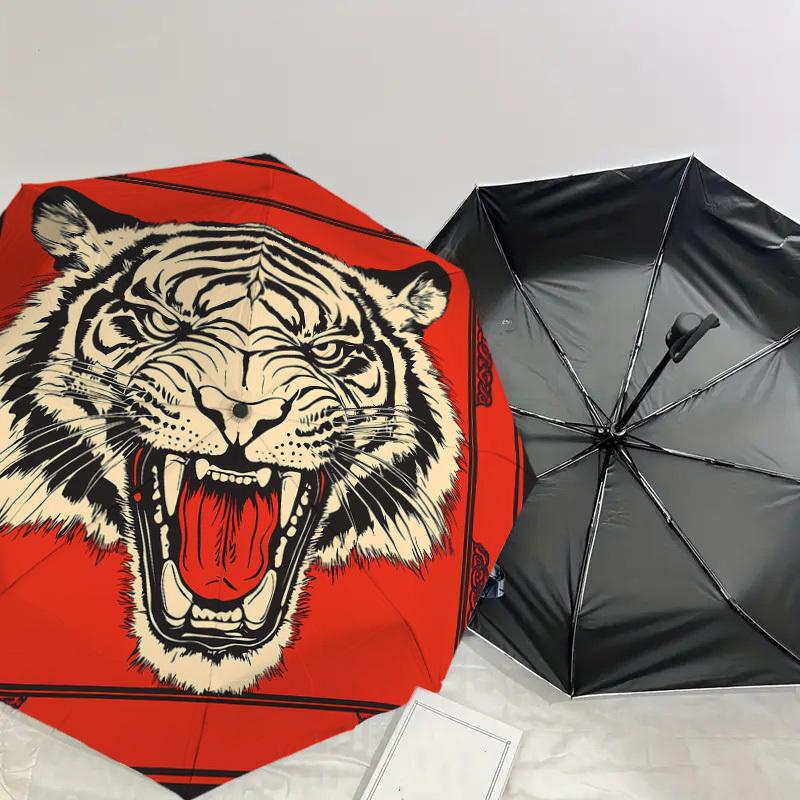 1PC Tiger Ornate Umbrella-8-Rib Reinforced Portable Folding Travel Suitable for All Seasons Outdoor Daily Use Is an Ideal Choice -K0373