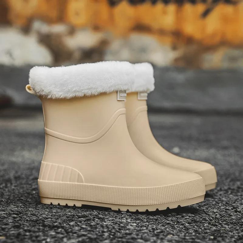 Rain Boots Women Slip-on High Quality Water Boots Waterproof Shoes Women's Rubber Rainboot Garden Galoshes Non-Slip Boots