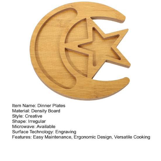 Wooden Dessert Tray Moon Star Serving Plate Wood Tray for Home Garden Coffee Table Cutlery Plates Organizer Jewelry Holder Snack Fruit Server