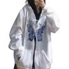 Ladies Retro Fashion Casual Cool Hooded Sweater With Zipper Jacket