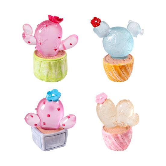 1/6Pcs Luminous Cactus Figurine Set Unique Resin Ornaments Glow-in-the-dark Desert Plant Sculpture Cactus Outdoor Garden Decoration