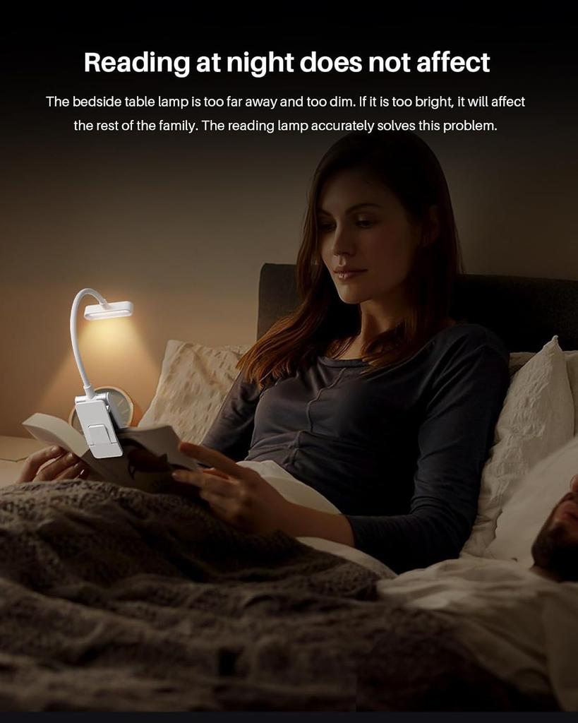 Алюминиевый аккумуляторный светильник для чтения, 3 цвета, 3 уровня яркости, пристегивающийся мини-светильник для чтения, небольшой ночник для чтения, лампа для учебы и чтения книг