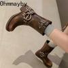 Fashion Retro Style Women Western Cowgirl Short Boots Fashion Belt Buckle Square Heel Shoes Autumn Winter Ladies Ankle Booties
