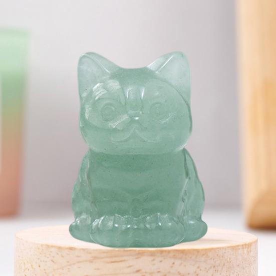 Статуя кота из искусственного кристалла, очаровательный внешний вид, насыщенный цвет, мини-размер, фигурка счастливого кота, украшение для рабочего стола