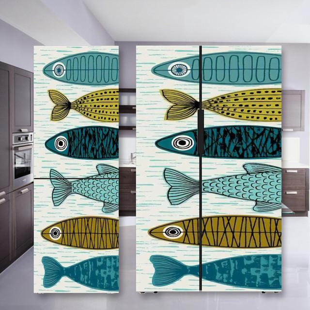 Наклейка на холодильник с кофе, дверная крышка, ПВХ, обои на холодильник, виниловая самоклеящаяся съемная наклейка на стену для замораживания, домашний декор