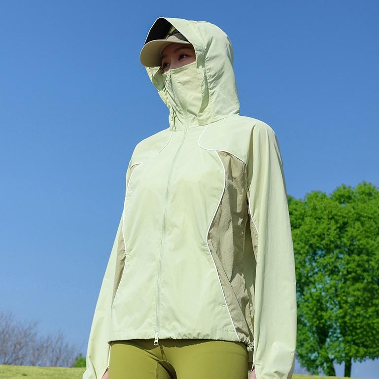 Light and breathable sunscreen clothing Women's summer hooded UV-proof ice-sensitive sunscreen clothing Outdoor ice silk sunscreen jacket