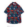 Beach vacation versatile floral shirt for men, short-sleeved Hawaiian retro-style loose beach shirt