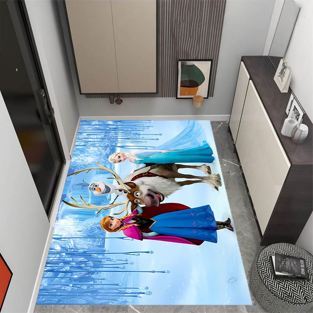 Frozen Adventure Disney Cartoon Theme Anti-Slip Rug - Polyester, Home Decor, Suitable for Bedrooms, Living Rooms, Doorways, and Studios