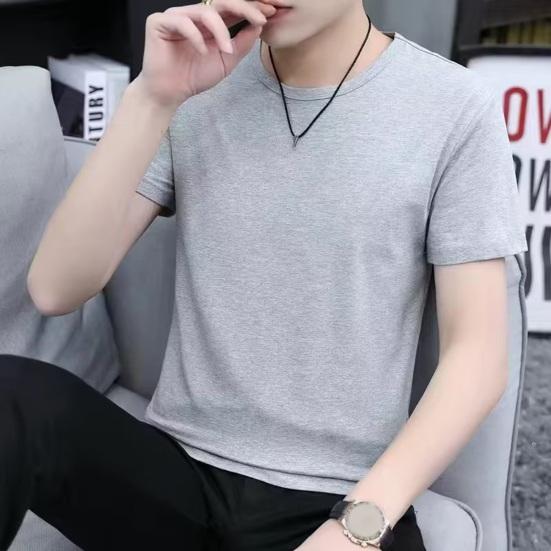 Men Summer T-shirt Solid Color O Neck Short Sleeves Soft Breathable Slim Fit Pullover Sports Business Casual Men Office Top