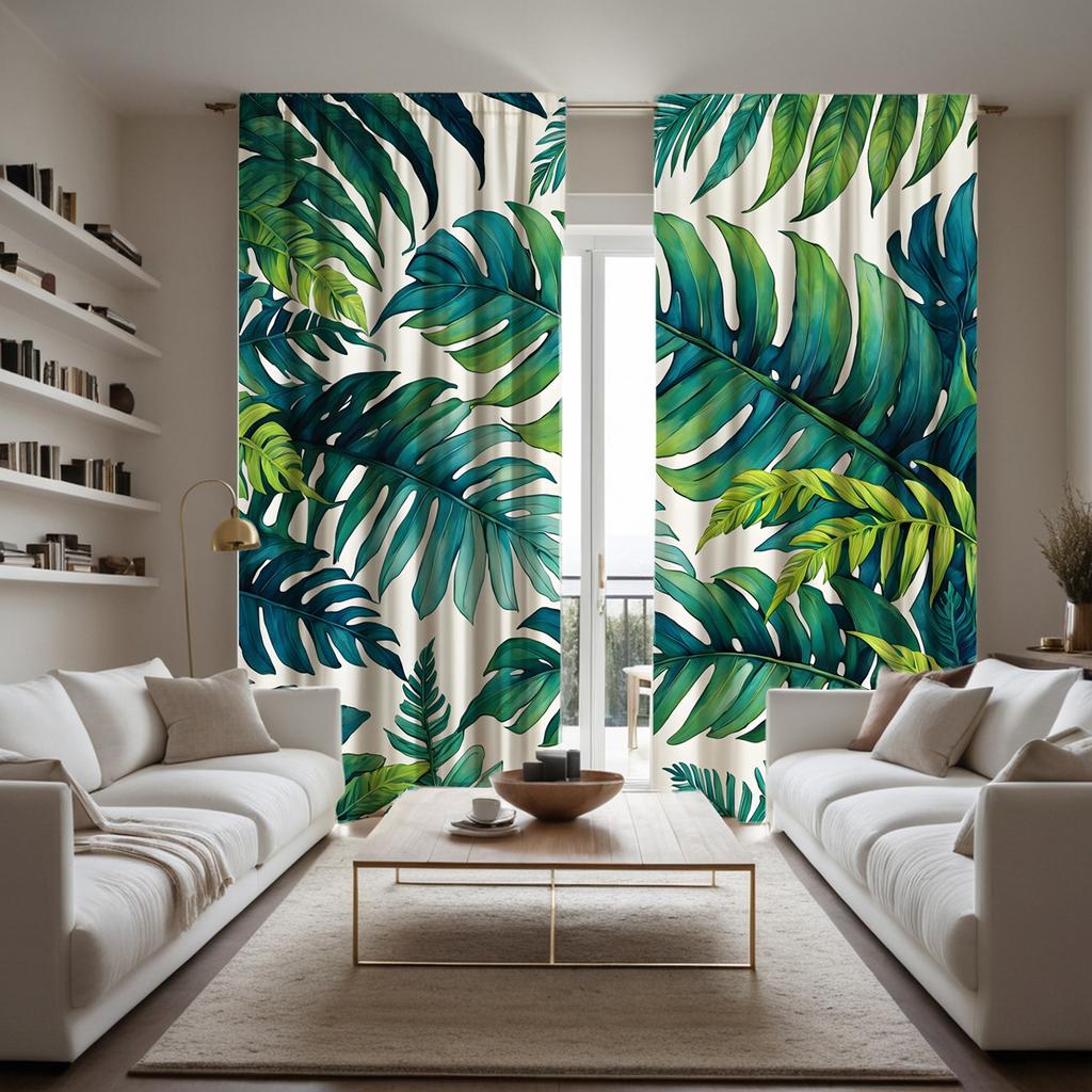 2 предмета с HD Nordic тропическими листьями декоративная занавеска Зеленая завязка цифровая печать занавеска стиль украшения дома Decorat