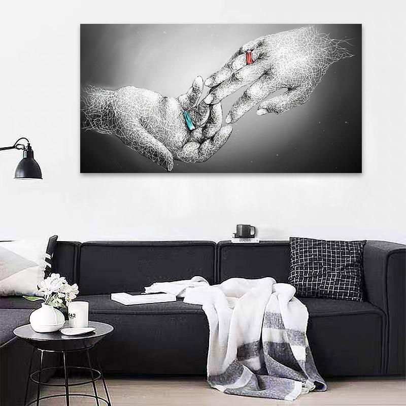 Абстрактные пары, держащиеся за руки, холст, картина, современный поп-арт, постеры и принты, настенная живопись для гостиной, украшение дома