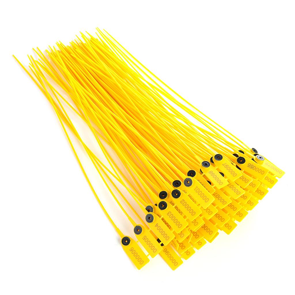 100pcs Yellow Package Transportation Truck Plastic Security Seal 40cm Label Cable Ties with Number
