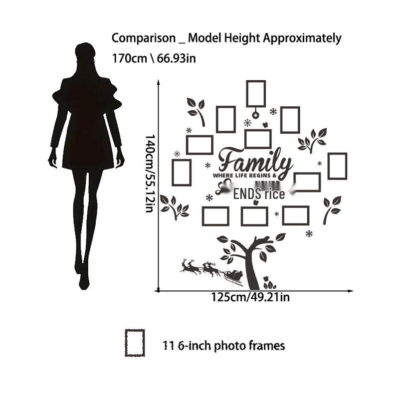 3D Акриловая Рождественская Елка Фоторамка Настенная Наклейка для Декора Гостиной