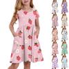 Children's Skirt Round Neck Short Sleeve Princess Dress Fashion Casual Pocket Dress For Girls