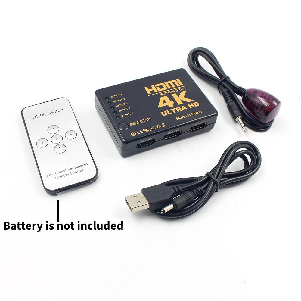 4K HDMI-сплиттер 5 входов 1 выход 5 портов 1x5 HDMI-переключатель видеораспределитель сплиттер для PS3/4/5 Xbox TV PC Laptop Monitor Projector