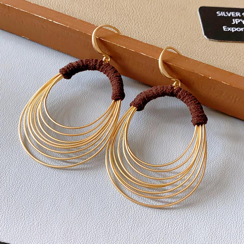 Unique Multi-Layer Circle Ear Hook Earrings: Bold European & American Style for Women