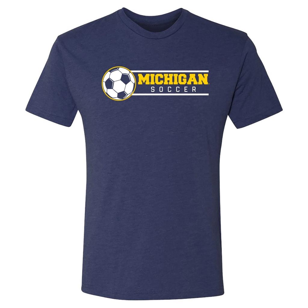 Michigan Soccer Spotlight Triblend T-Shirt - Vintage Navy