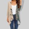 Women's Fall Print Irregular Three-quarter Sleeve Cardigan With Pocket Jacket