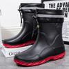 Adult Mid-calf Waterproof Rain Boots With Drawstring Design Unisex Outdoor Water Shoes Non-slip Soft Rubber Rain Boots Plus Size