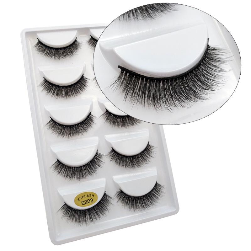 5 Pairs Multipack 3D Mink Lashes False Eyelashes Handmade Wispy Fluffy Long Lashes Natural Eye Makeup Tools Eye Lashes G806