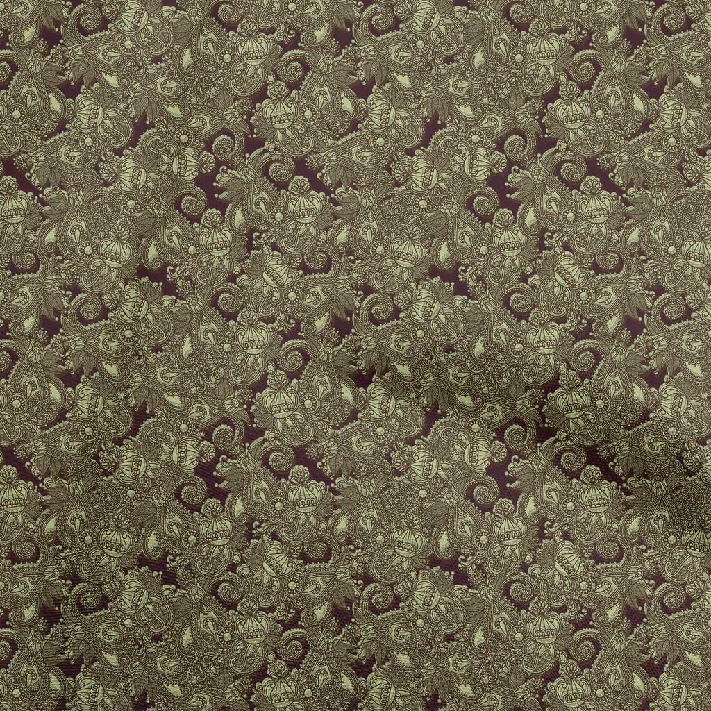 oneOone Cotton Poplin Brown Fabric Kalamkari Sewing Fabric By The Yard Printed Diy Clothing Sewing Supplies 42 Inch