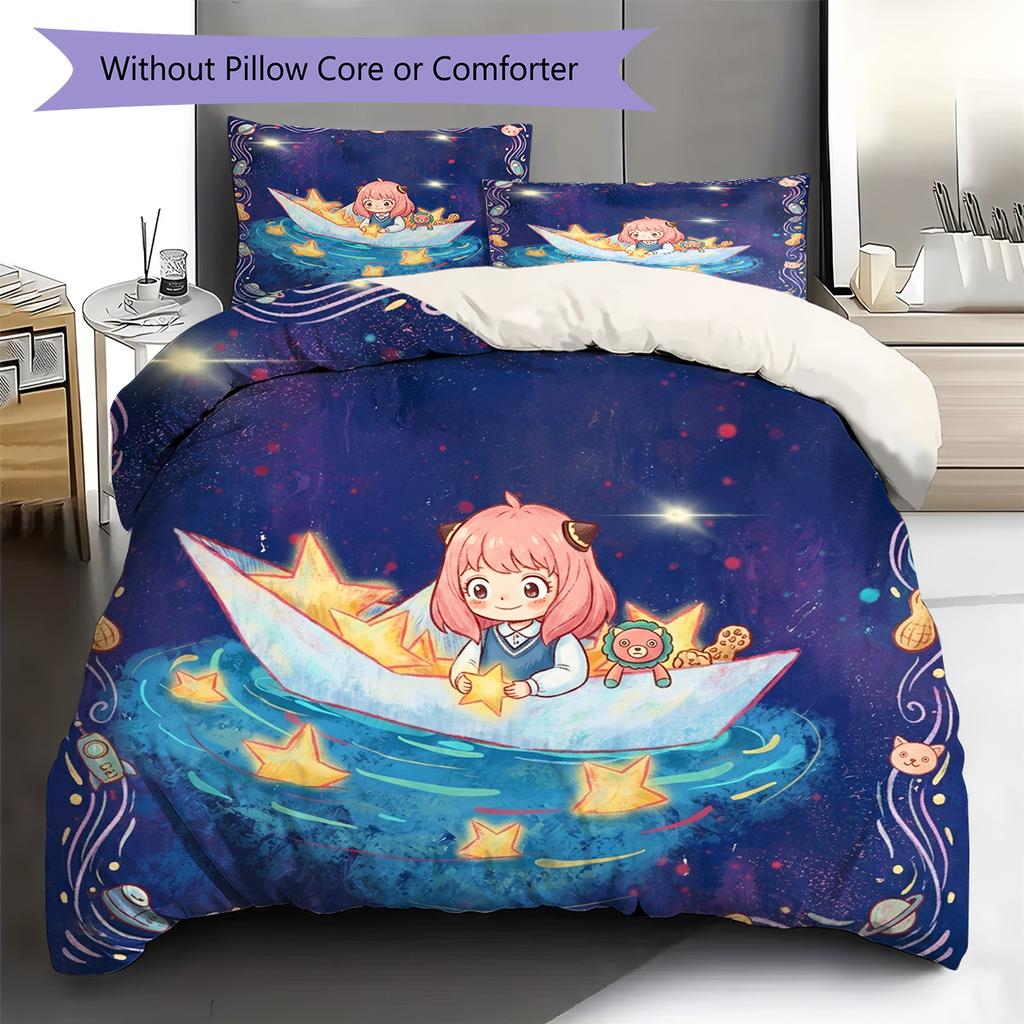 Anya Forger Pattern Bedding Quilt Set Quilt Cover Pillowcase Home Decoration Birthday Gift (1 * duvet cover + 2 * pillowcase, without core)