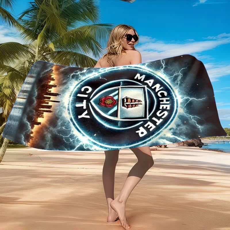 City Football Club Printed Microfiber Beach Towel, Soft And Absorbent, Quick-Dry, Ideal for Summer Travel, Beach Essential, Swimming Pool