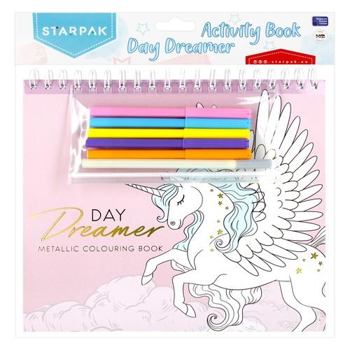 Deluxe 50-Piece Coloring Set: Coloring Book, Stickers, Markers & Metallic Silver Pen