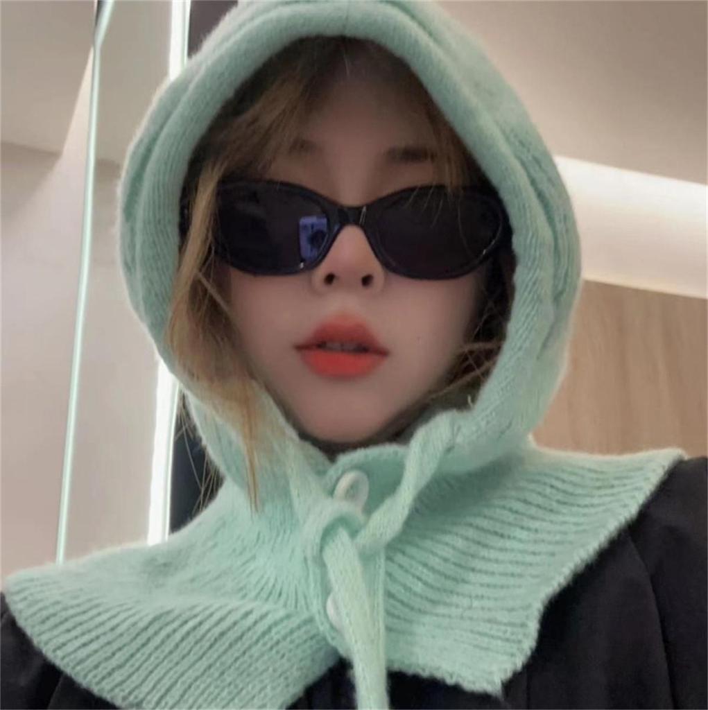 Взрослая ветрозащитная балаклава, съемный женский капюшон, регулируемый размер, теплая шапка для велоспорта, зимняя вязаная шапка-пуловер конфетного цвета для девочек