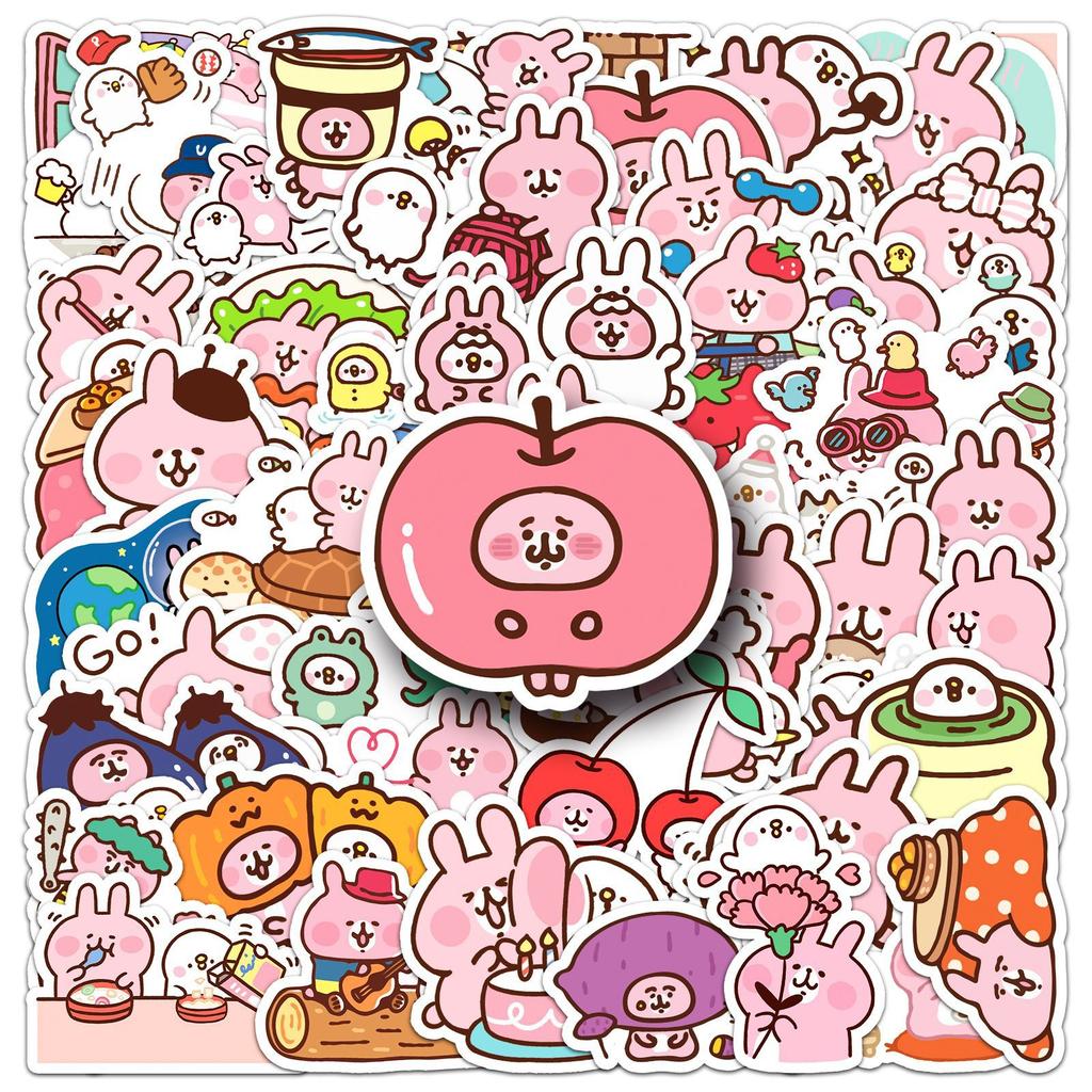 52 Graffiti Stickers Cartoon Cute Pink Rabbit Hand Account Gu Card Decorative Mobile Phone Water Cup Stickers