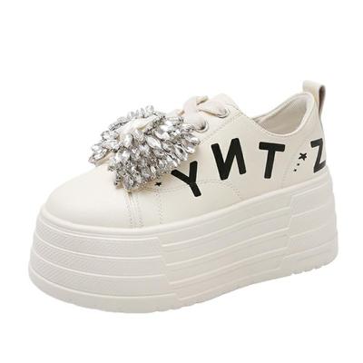 Модные 8-сантиметровые ботильоны Весенняя женская мода Блестящий бант Массивная обувь Вулканизированная Осенняя мотоциклетная платформа Клиновидная обувь на плоской подошве