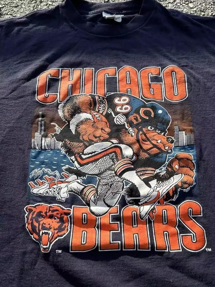 Винтажная футболка Chicago Bears, темно-синяя футболка, репринт, размеры S-5XL, унисекс