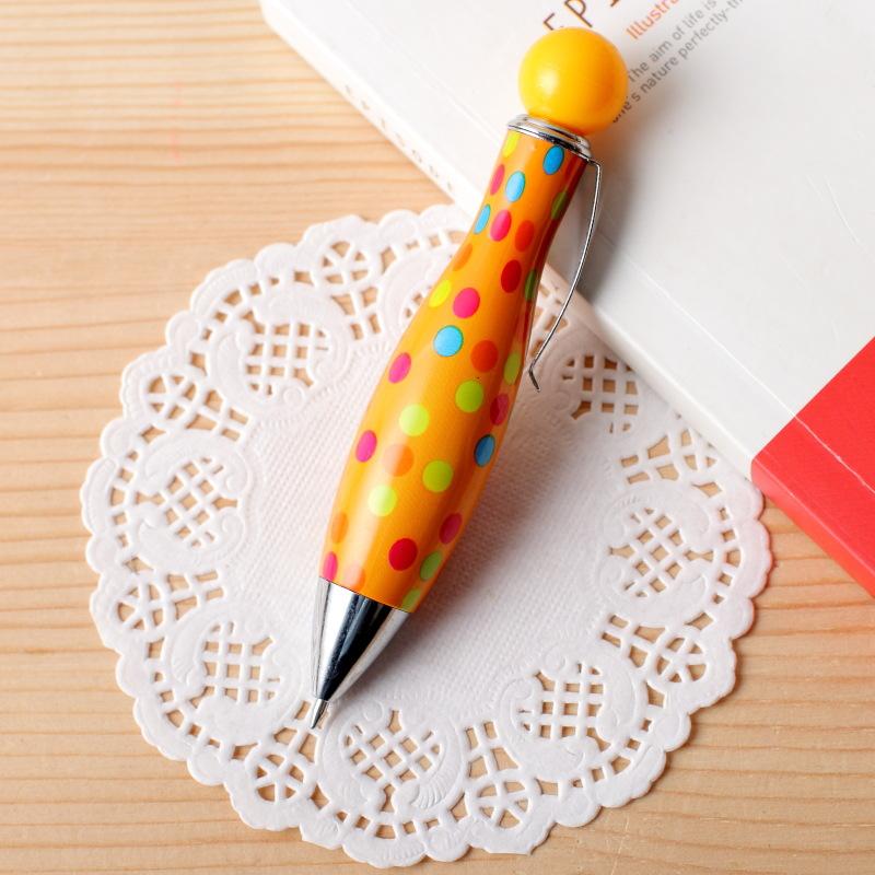 Короткая ручка в форме мини-боулинга, элегантная, с принтом в виде точек и цветов, в стиле бохо, шариковая ручка для школы, офисные принадлежности