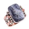 Natural Dendrite Opal Gemstone 925 Sterling Silver Two Tone Ring Size 7.5 o6O16