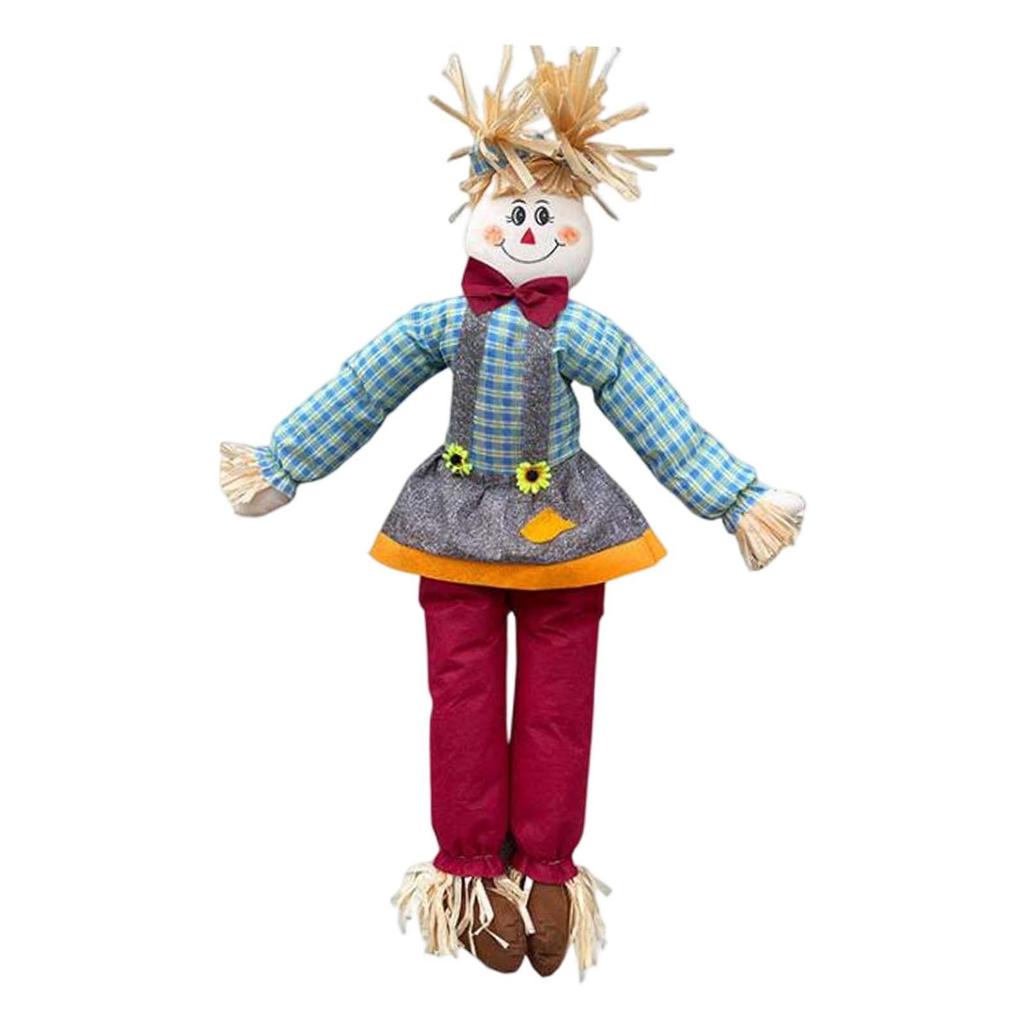 47.24inch Fall Scarecrow Decor Standing Scarecrow for Porch Outside Patio Halloween Halloween Treats