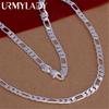 925 Sterling Silver High Quality Mens 6MM Flat Chain Necklace Fashion Jewelry Women Men Solid Chain Wedding Gift