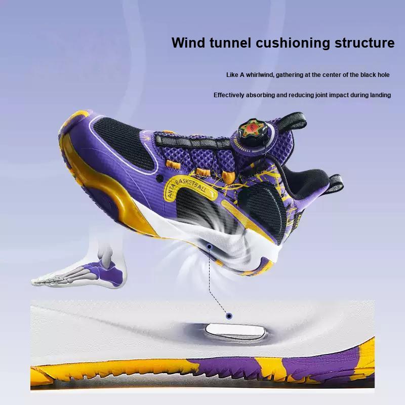 Anta Kids Wind Tunnel 2 Comfortable Durable Breathable Mid-Top Basketball Shoes Kids Basketball Shoes Purple Black A312341115-4