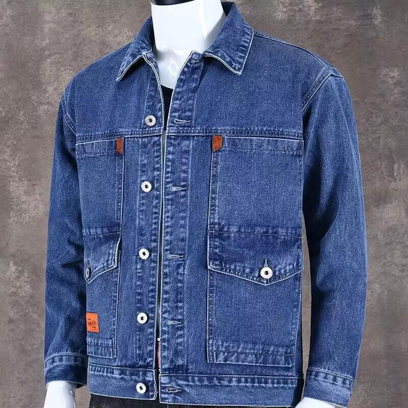 Autumn Men Solid Denim Jackets Fashion Motorcycle Vintage Jeans Jackets Hommes Slim Fit Cotton Casual Black Blue Coats