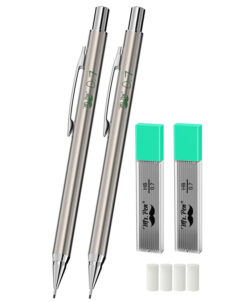 Ручка Металлическая Механический Карандаш Чертежный Металлический Механический Механический Металл Чертежный Механический Карандаш Рождественский Подарок Г-н. 0,7 мм 2 шт. - Карандаш, Карандаш,