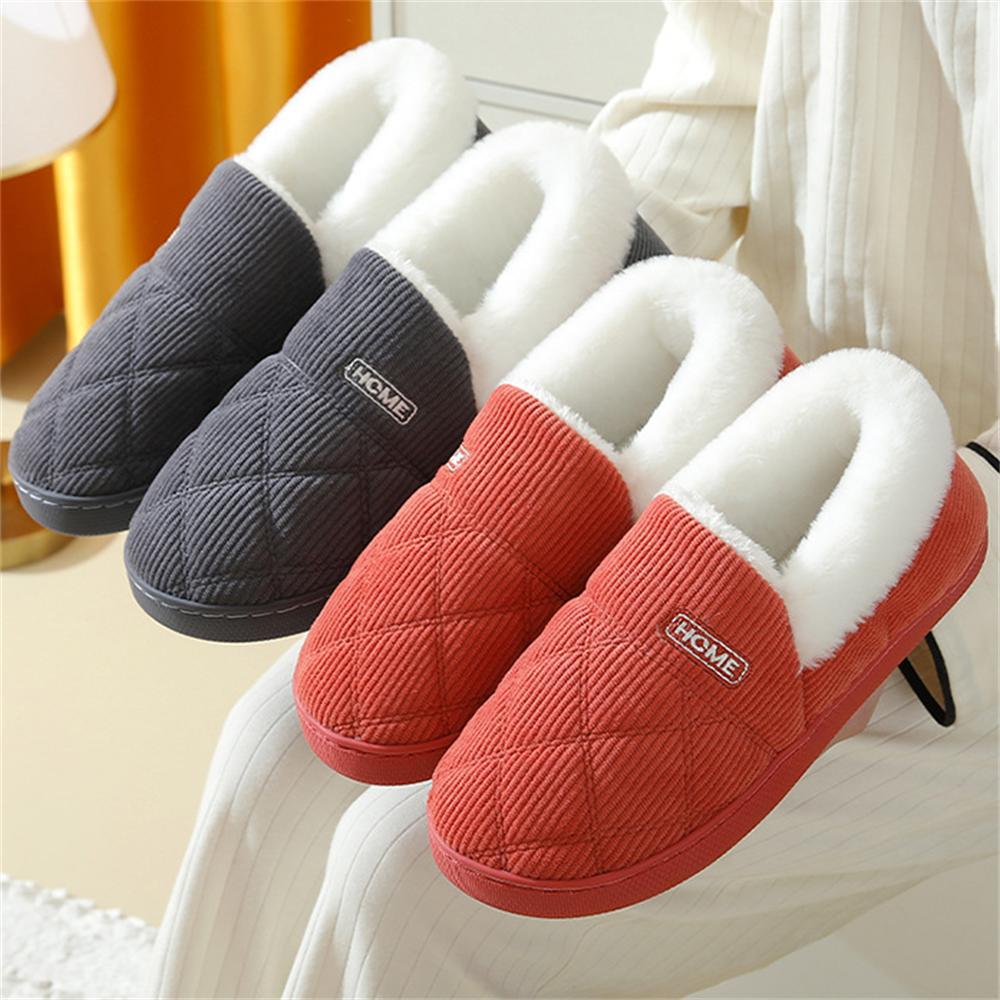 New Winter Corduroy Cotton Slippers Home Couple Anti-moisture Slippery Thick Bottom Cotton Shoes