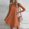 Women's Mini Dress Summer Casual O-Neck Sleeveless A Dress Women's Fashion Holiday Beach Party Loose Dress Tank