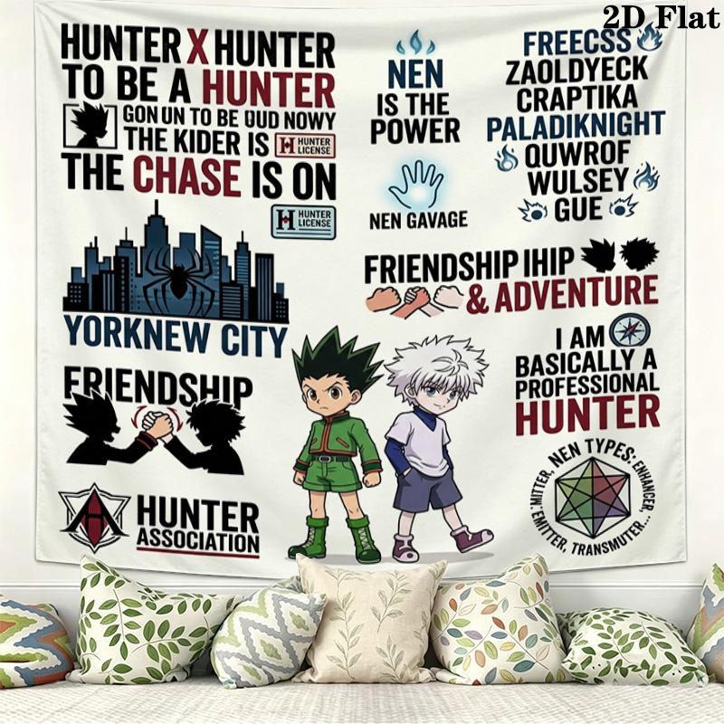 Настенный гобелен Hunter X Hunter Эстетичный настенный подвесной тканевый плед Декоративные гобелены для спальни гостиной Домашний декор