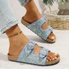 Fashion Women Slippers 2025 Summer Beach Cork Slippers Casual Non-slip Sandals Clogs Slides Women Slip On Double Buckle Shoes Women