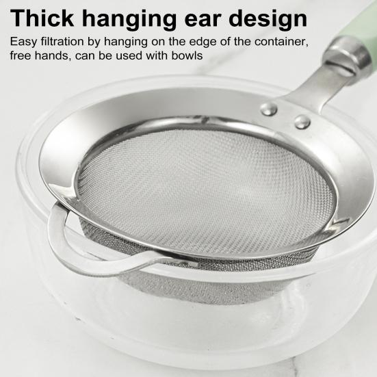 Сетчатый фильтр из нержавеющей стали 304, эргономичная ручка, мелкоячеистый фильтр, ложка, проволочный просеиватель для муки, металлический дуршлаг, скиммер, кухонные принадлежности