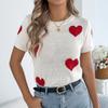 Women's Casual Fashion Contrasting Short Sleeved Knitted Shirt Top Knitted Shirt Top