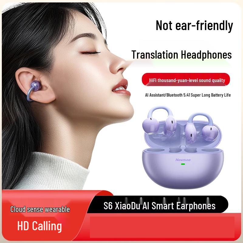 Newmine S6 AI Smart Wireless Ear Clip Translation Headphones