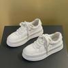Женские весенние кроссовки 2023 года из натуральной кожи с толстой подошвой белого цвета, увеличивающие рост, бисквитные