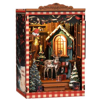 Tecnock 3D Book Nook Снежный Амве DIY миниатюрный домик со светодиодами и Рождеством Веселый DIY набор для взрослых и детей, идеально подходящий на Рождество
